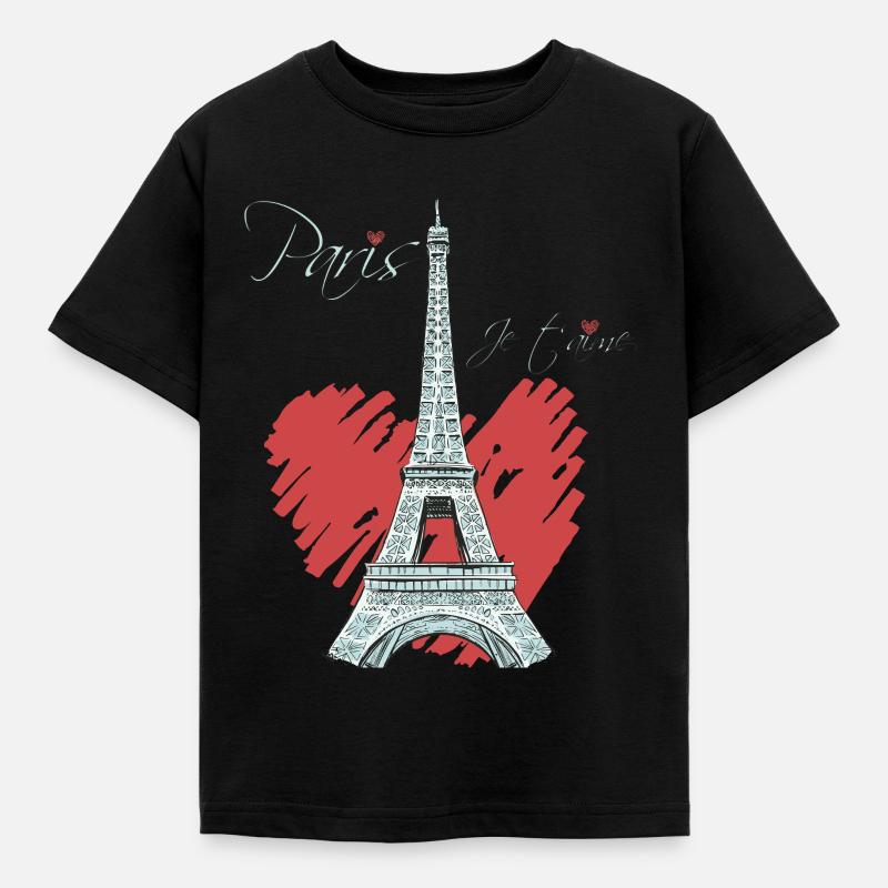 Paris Tour Eiffel Arc de Triomphe L’amour de Frankre - T-shirt Enfant - noir