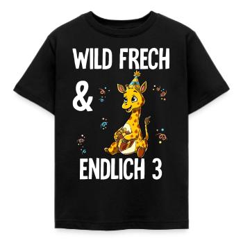 3. Geburtstag Giraffe Wild Frech Und Endlich 3 - Kinder T-Shirt - Schwarz - Vorne - AI Model Kid Female (0cm)