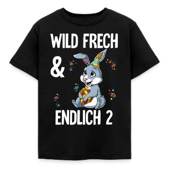 2. Geburtstag Hase Wild Frech Und Endlich 2 Jahre - Kinder T-Shirt - Schwarz - Vorne - AI Model Kid Female (0cm)