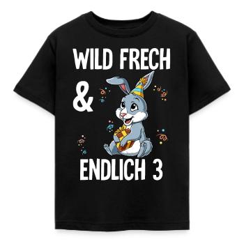 3. Geburtstag Hase Wild Frech Und Endlich 3 Jahre - Kinder T-Shirt - Schwarz - Vorne - AI Model Kid Female (0cm)