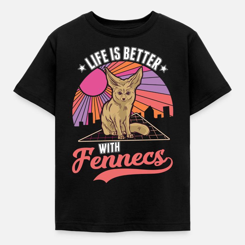 Das Leben ist besser mit einem Fennek - Kinder T-Shirt - Schwarz