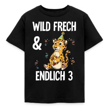 3. Geburtstag Leopard Wild Frech Und Endlich 3 - Kinder T-Shirt - Schwarz - Vorne - AI Model Kid Female (0cm)