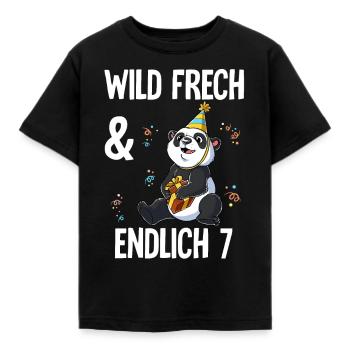 7. Geburtstag Panda Wild Frech Und Endlich 7 Jahre - Kinder T-Shirt - Schwarz - Vorne - AI Model Kid Female (0cm)