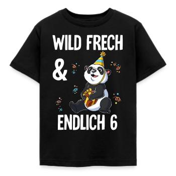 6. Geburtstag Panda Wild Frech Und Endlich 6 Jahre - Kinder T-Shirt - Schwarz - Vorne - AI Model Kid Female (0cm)