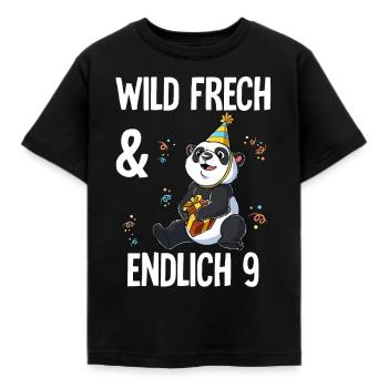 9. Geburtstag Panda Wild Frech Und Endlich 9 Jahre - Kinder T-Shirt - Schwarz - Vorne - AI Model Kid Female (0cm)