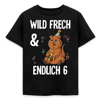 6. Geburtstag Quokka Wild Frech Und Endlich 6 - Kinder T-Shirt - Schwarz - Vorne - AI Model Kid Female (0cm)