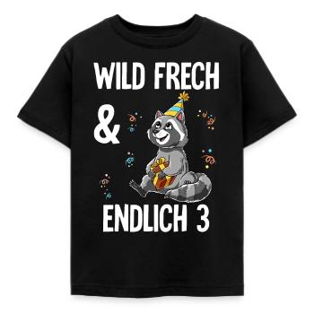 3. Geburtstag Waschbär Wild Frech Und Endlich 3 - Kinder T-Shirt - Schwarz - Vorne - AI Model Kid Female (0cm)