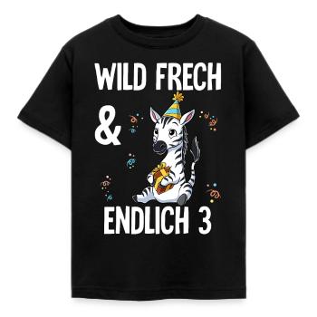 3. Geburtstag Zebra Wild Frech Und Endlich 3 Jahre - Kinder T-Shirt - Schwarz - Vorne - AI Model Kid Female (0cm)