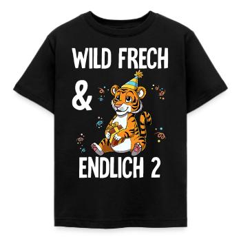 1. Geburtstag Tiger Wild Frech Und Endlich 1 Jahre - Kinder T-Shirt - Schwarz - Vorne - AI Model Kid Female (0cm)