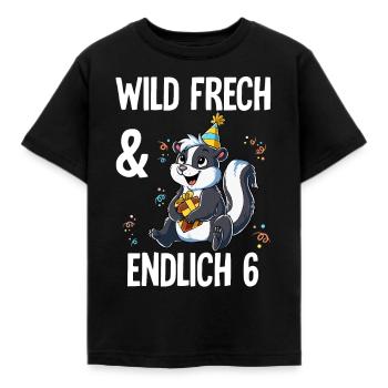 6. Geburtstag Stinktier Wild Frech Und Endlich 6 - Kinder T-Shirt - Schwarz - Vorne - AI Model Kid Female (0cm)