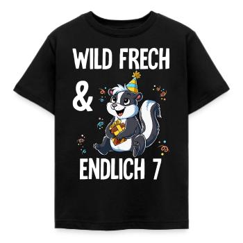 7. Geburtstag Stinktier Wild Frech Und Endlich 7 - Kinder T-Shirt - Schwarz - Vorne - AI Model Kid Female (0cm)