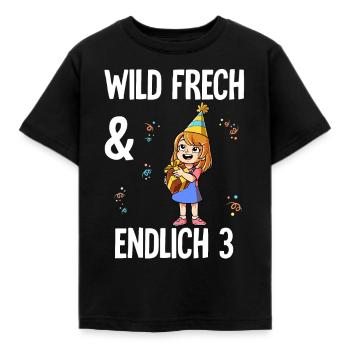 3. Geburtstag Einhorn Wild Frech Und Endlich 3 - Kinder T-Shirt - Schwarz - Vorne - AI Model Kid Female (0cm)