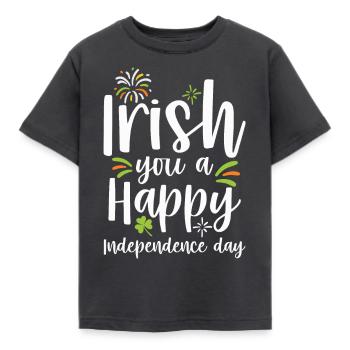 Irish You A Happy Independence Day Grünes - Kinder T-Shirt - Dunkelgrau - Vorne - AI Model Kid Female (0cm)