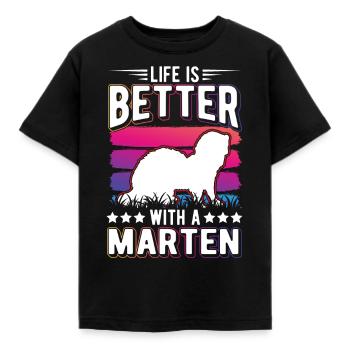 Life is better with marten mink pine marten - Kids' T-Shirt - black - Front - AI Model Kid Female (0cm)