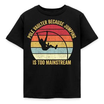 Lustiger Stabhochsprung Stabhochsprung - Kinder T-Shirt - Schwarz - Vorne - AI Model Kid Female (0cm)