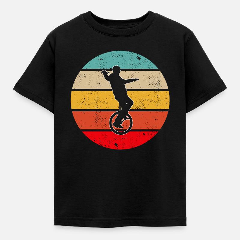 Einrad Retro - Kinder T-Shirt - Schwarz