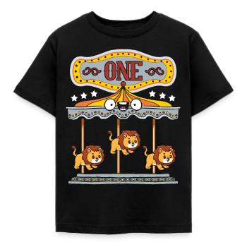 Karrusel fødselsdagsfest - Børne-T-shirt - sort - Foran - AI Model Kid Female (0cm)