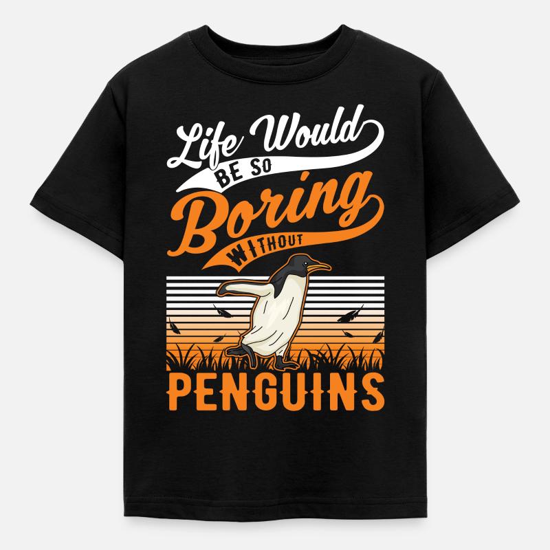 Pinguin Penguin Kaiserpinguin Gelbaugenpinguin - Kinder T-Shirt - Schwarz