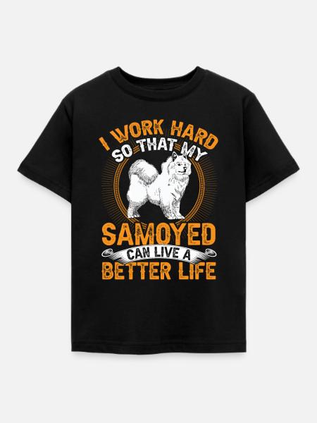 Samojede arbeite hart Samojedenspitz - Kinder T-Shirt - Schwarz