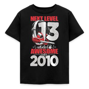 Level Unlocked 13 Jahre alt 2010 Headset Gaming - Kinder T-Shirt - Schwarz - Vorne - AI Model Kid Female (0cm)