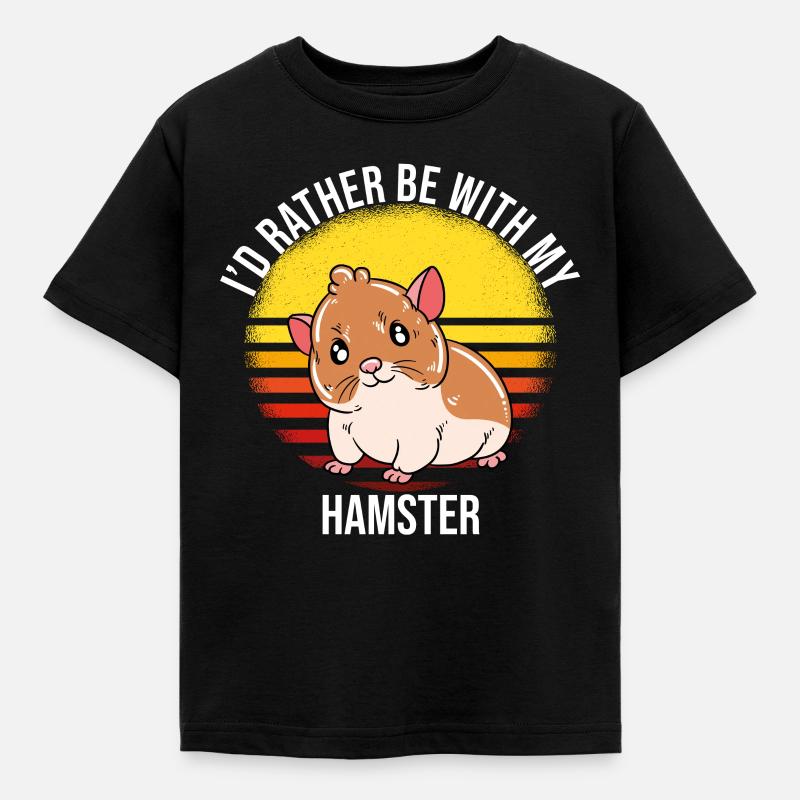 I'd Rather Be With My Hamster - Kinder T-Shirt - Schwarz