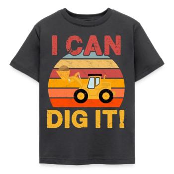 Ich kann es graben! - Kinder T-Shirt - Dunkelgrau - Vorne - AI Model Kid Female (0cm)