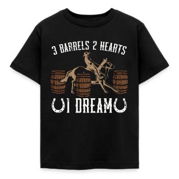 Course de chevaux 2 Barils 2 Hearts Equine Horse Racer - T-shirt Enfant - noir - Devant - AI Model Kid Female (0cm)