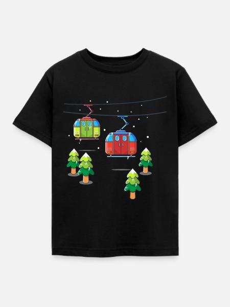 Seilbahn Bergbahn für Kinder Gondelbahn - Kinder T-Shirt - Schwarz