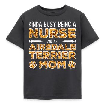 Mère Nourrice Chien - Airedale Terrier - T-shirt Enfant - charbon - Devant - AI Model Kid Female (0cm)