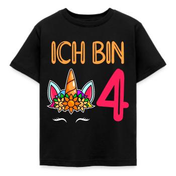4. Geburtstag Mädchen 4 Jahre - Kinder T-Shirt - Schwarz - Vorne - AI Model Kid Female (0cm)