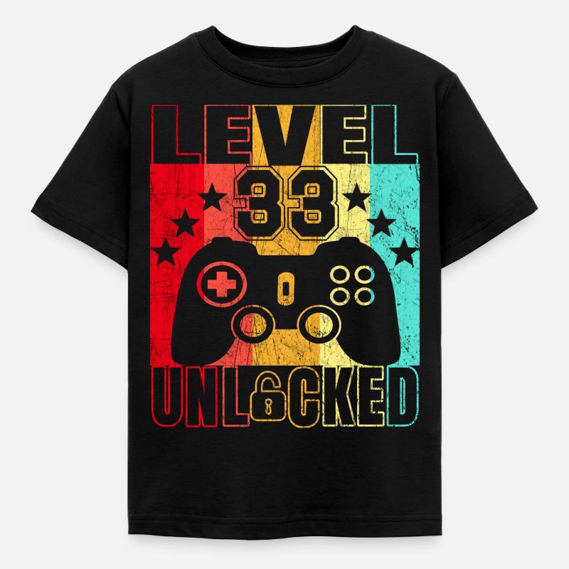 Camicia di compleanno 33 anni Gamer 33. - Maglietta per bambini - nero