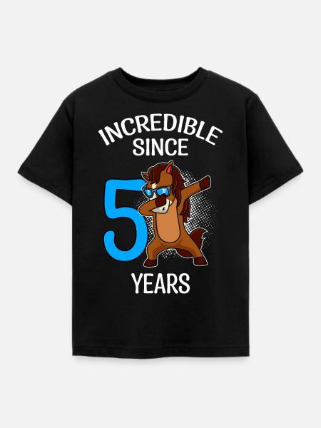 5th birthday 5 years - Kids' T-Shirt - black