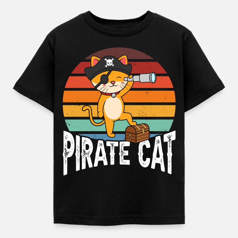 Chat pirate - T-shirt Enfant - noir