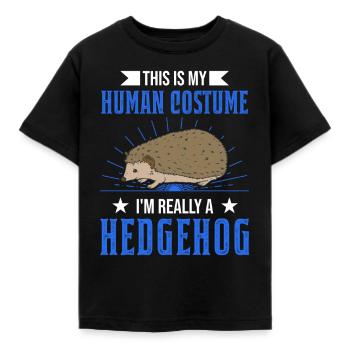 Hedgehog Human Costume Hallowee Igel Stacheligel - Kinder T-Shirt - Schwarz - Vorne - AI Model Kid Female (0cm)