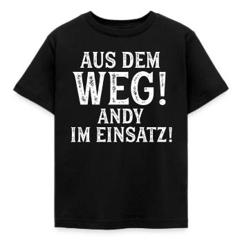 ANDY Vorname Name Spruch Geburtstag Geschenk - Kinder T-Shirt - Schwarz - Vorne - AI Model Kid Female (0cm)