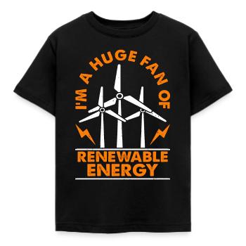 Wind Turbine Tech I'm A Huge Fan Renewable Energy - Kids' T-Shirt - black - Front - AI Model Kid Female (0cm)