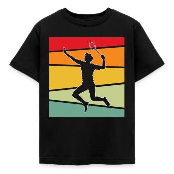 Badminton Rétro - T-shirt Enfant - noir - Devant - AI Model Kid Female (0cm)