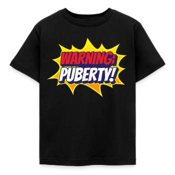 Warnung: Pubertät Erwachsen Teenager Sarkastisch - Kinder T-Shirt - Schwarz - Vorne - AI Model Kid Female (0cm)