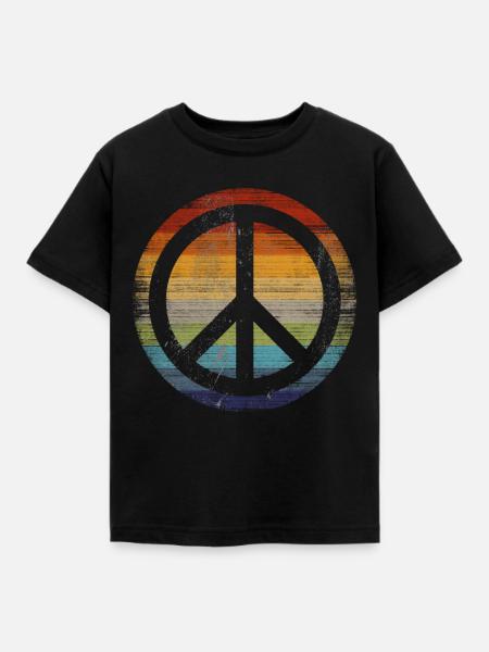 Friedenssymbol Retro - Kinder T-Shirt - Schwarz
