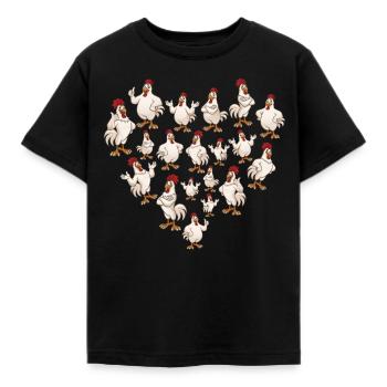 Herz Huhn Hühner - Kinder T-Shirt - Schwarz - Vorne - AI Model Kid Female (0cm)
