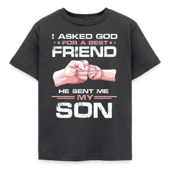 J’ai demandé à Dieu un meilleur ami mon fils - T-shirt Enfant - charbon - Devant - AI Model Kid Female (0cm)