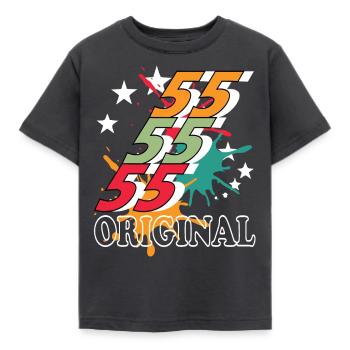 55 Jahre alt, Geburtsspruch - Kinder T-Shirt - Dunkelgrau - Vorne - AI Model Kid Female (0cm)