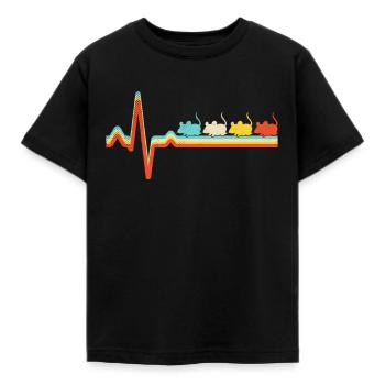 Maus Retro Herzschlag - Kinder T-Shirt - Schwarz - Vorne - AI Model Kid Female (0cm)