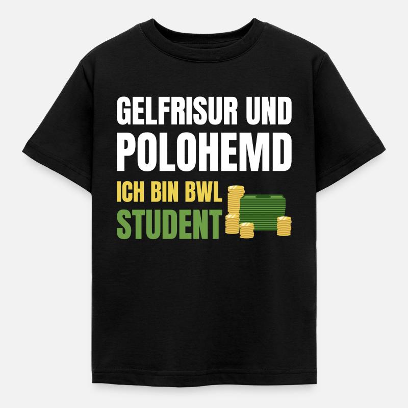 Gelfrisur & Polohemd Ich Bin BWL Student - Kinder T-Shirt - Schwarz