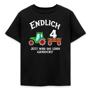 4. Geburtstag Traktor Trecker Kinder 4 Jahre - Kinder T-Shirt - Schwarz - Vorne - AI Model Kid Female (0cm)
