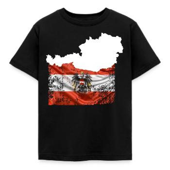 Österreich Flagge Landkarte - Kinder T-Shirt - Schwarz - Vorne - AI Model Kid Female (0cm)
