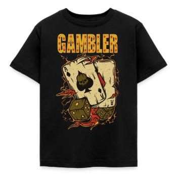 Gambler Poker Blackjack - Kinder T-Shirt - Schwarz - Vorne - AI Model Kid Female (0cm)