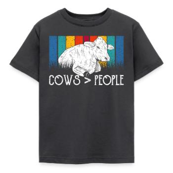 Vaches > personnes Ferme Vache laitière Animaux Vache - T-shirt Enfant - charbon - Devant - AI Model Kid Female (0cm)