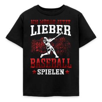 Lieber Baseball spielen Baseballer Baseballspieler - Kinder T-Shirt - Schwarz - Vorne - AI Model Kid Female (0cm)