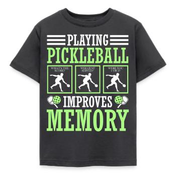 Pickleball play improves memory - Kids' T-Shirt - dark grey - Front - AI Model Kid Female (0cm)